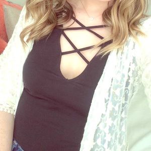 Black V Neck Body Suit